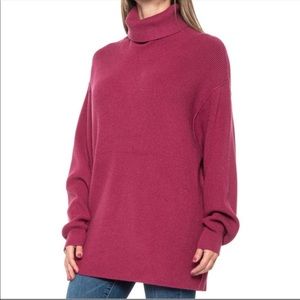 Free People Softly Structured Cowl Neck Tunic XL Berry Crush Sweater